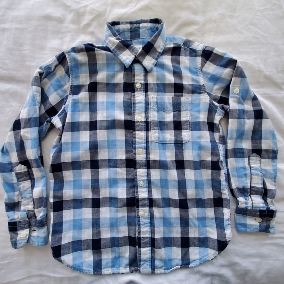 Gap Kids Button-Down Checkered Long Sleeve, Boys, Size M (8) - Picture 1 of 11